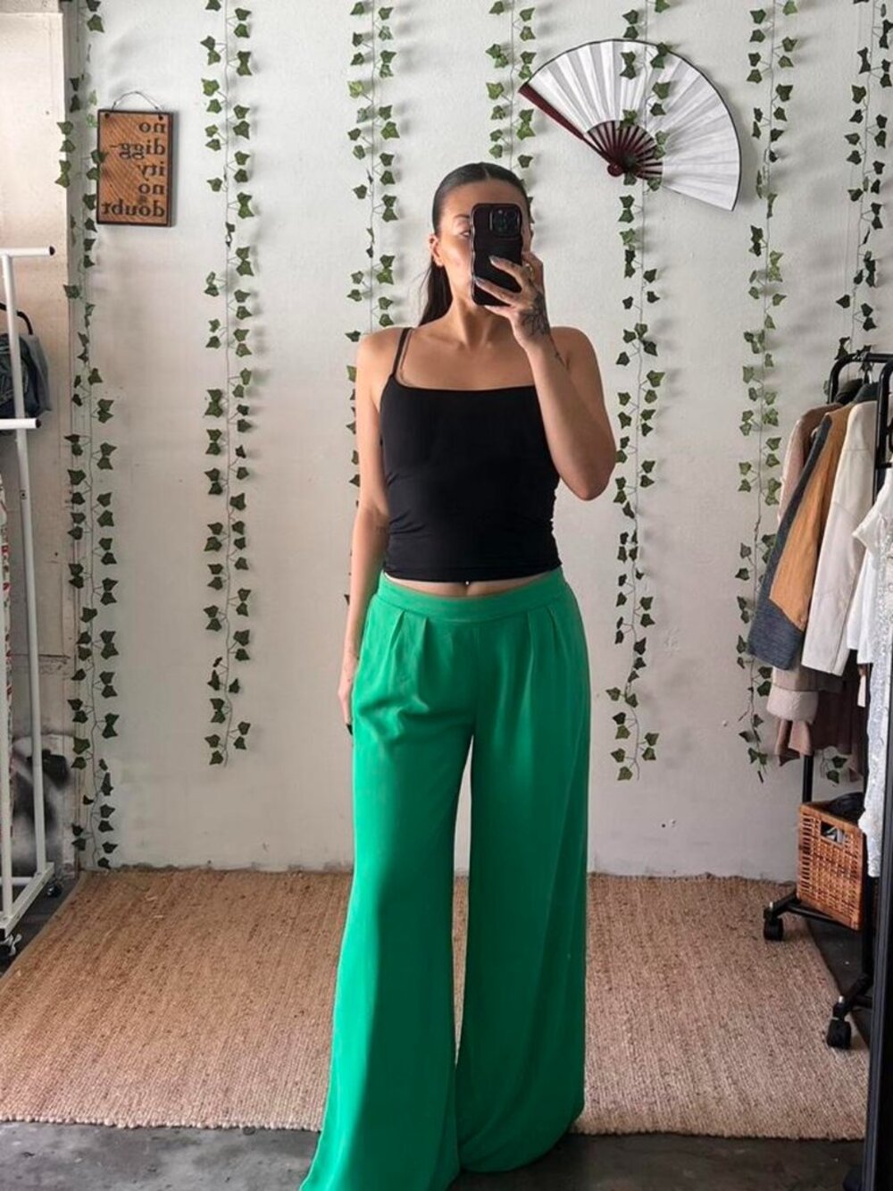 Lovesong Lime Green Flowy Trousers – Size M